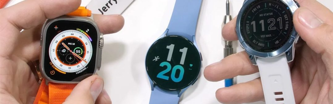 Známy YouTuber otestoval odolnosť zafírového sklíčka v hodinkách Apple Watch Ultra, Garmin Fénix 7 a Samsung Galaxy Watch5
