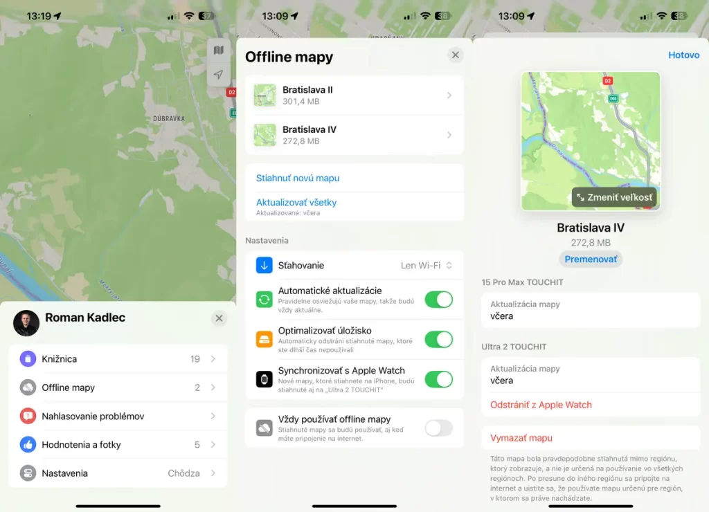 Sťahovanie offline máp do Apple Watch v systéme watchOS 11