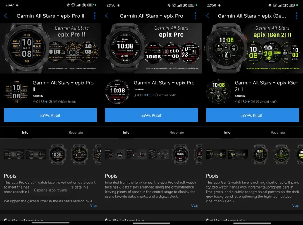 Platené aplikácie a ciferníky pre Garmin hodinky