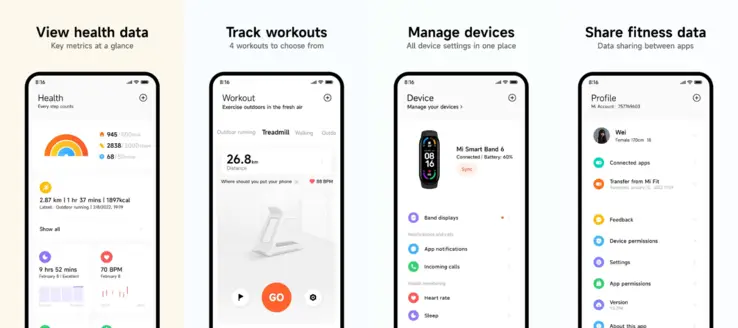 Aplikácia Mi Fitness od Xiaomi so starým dizajnom